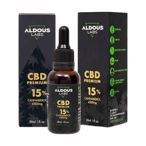 Aldous Bio Bio-angereicherte 15 % CBD-Hanfölpackung