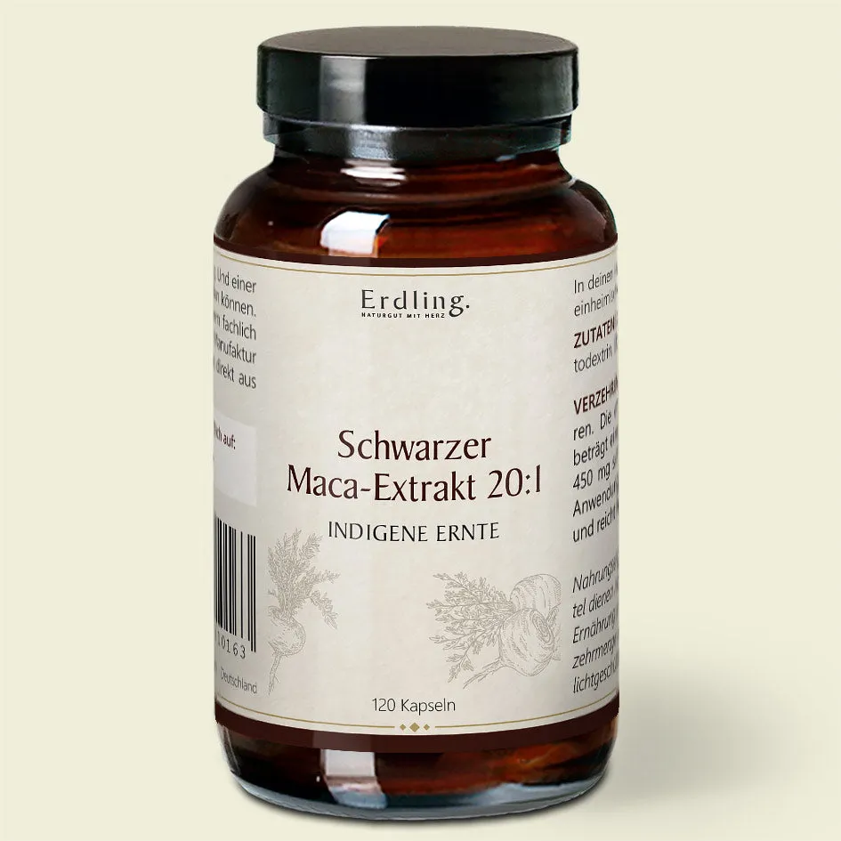 Schwarzes Maca-Extrakt 20:1 - 120 Kapseln Waldkraft - Erdling